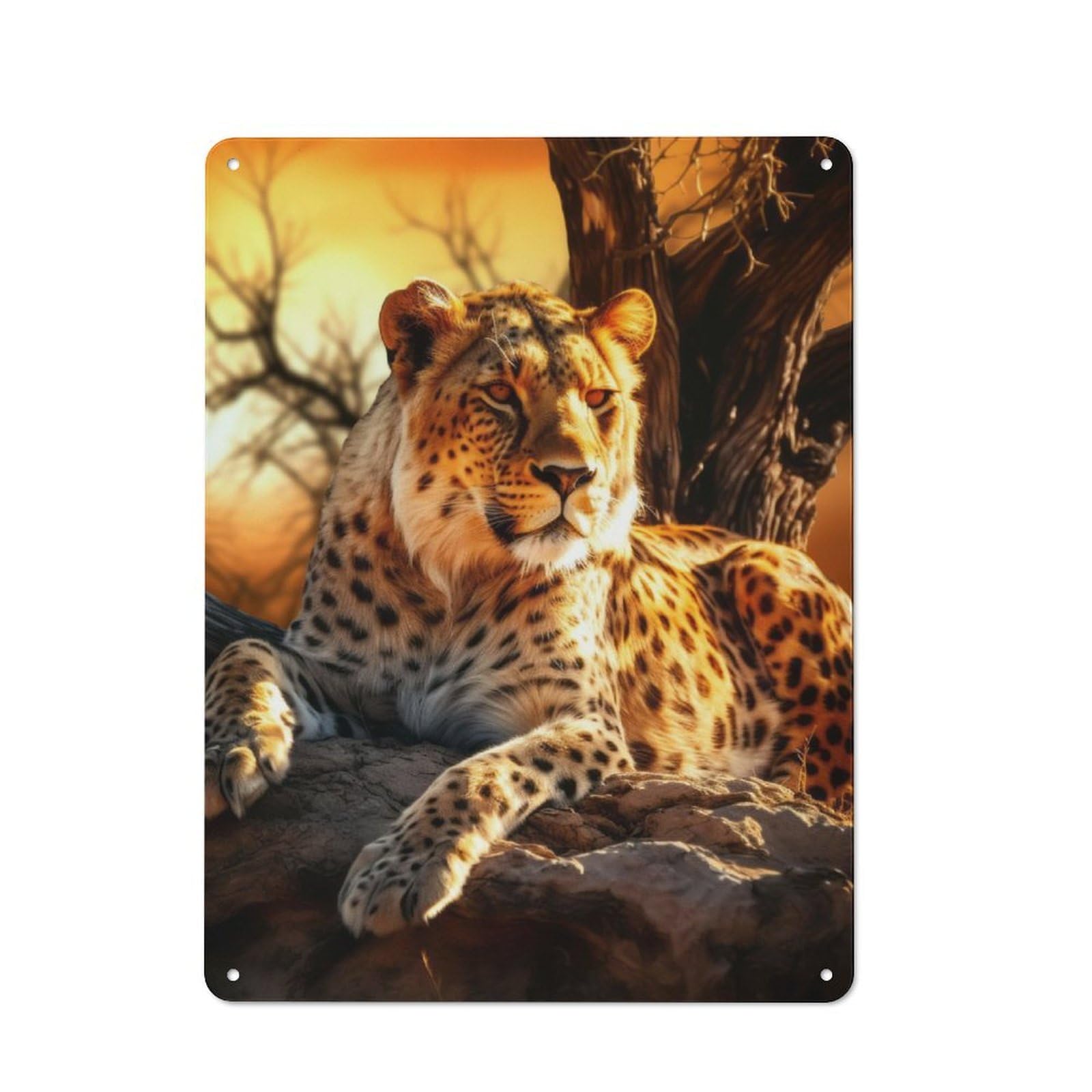 Junmoney Majestic Cheetah Retro-Style Metal Plaque 40X30cm For Kitchen Or Home Bar, Gift For Home Bar Enthusiasts During The Christmas Season
