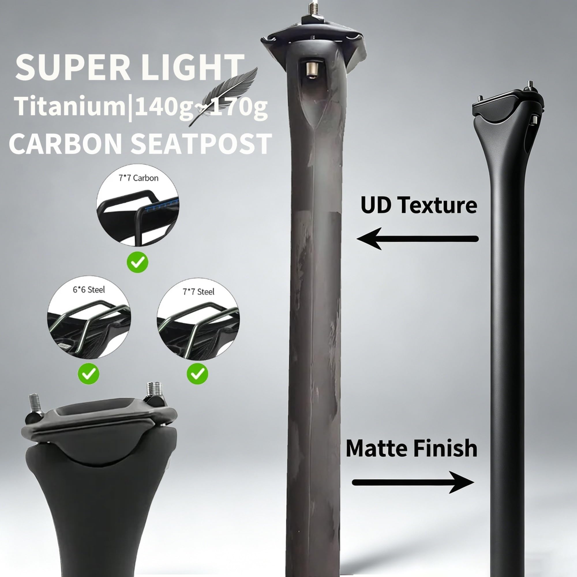 Tige de Selle VTT pour YICHORD VTT en Fibre de Carbone Suspension Tige De
