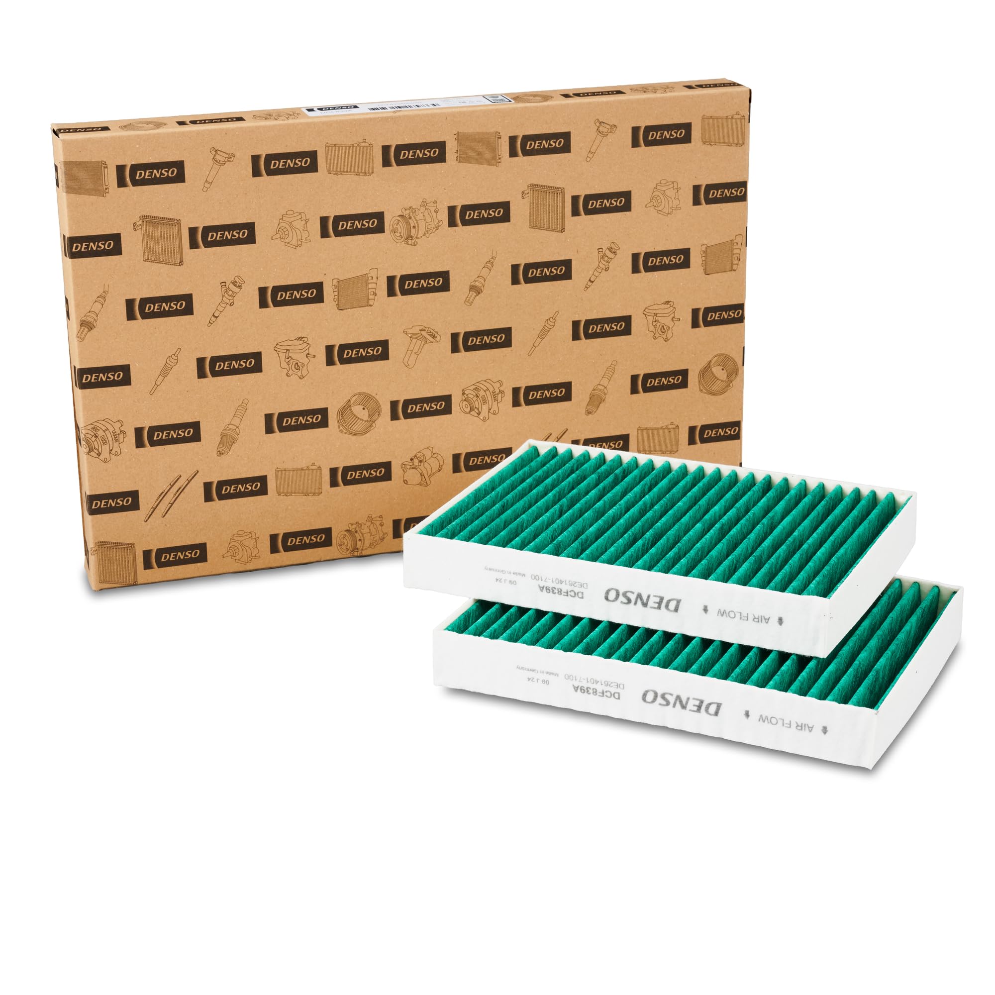 Filtro de habitáculo DENSO ClearAir+ (Referencia DCF839A) Filtración de 5 capas con protección antibacteriana, elimina hasta el 99% de bacterias y virus