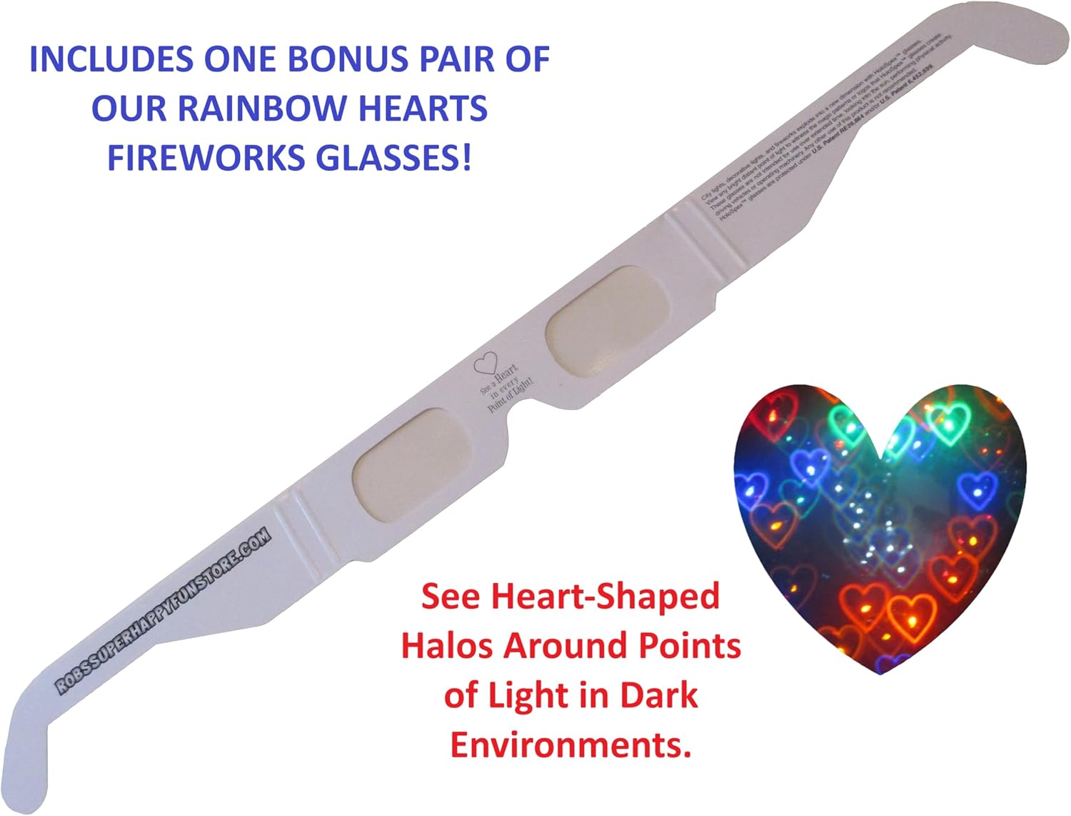 Rob's Super Happy Fun Store Fireworks Glasses - 25 Rainbow Spectrum and 25 Trippy Tie-Dye Designs with Bonus Rainbow Hearts Diffraction Glasses - 51 Total Pieces