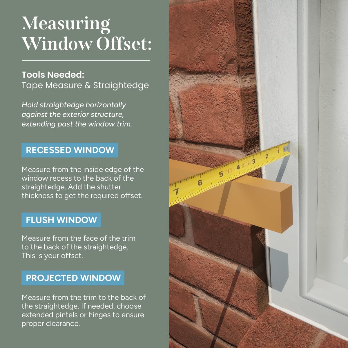 SteelTek Flat 1/2" Offset Hinge Shutter Kit, for Heights 36"-60" (Includes 3 Pairs of Hinges)