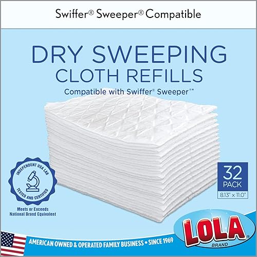 Miniatura 4 de LOLA Almohadillas de repuesto de paño de barrido seco, paquete de 16, sin perfume, compatibles con trapeador de piso Swiffer, comparables a los
