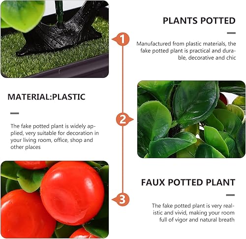 Miniatura 5 de GANAZONO Árbol de naranja artificial de plástico en maceta, simulación de mandarina, bonsái con maceta, árbol de cítricos de imitación realista para