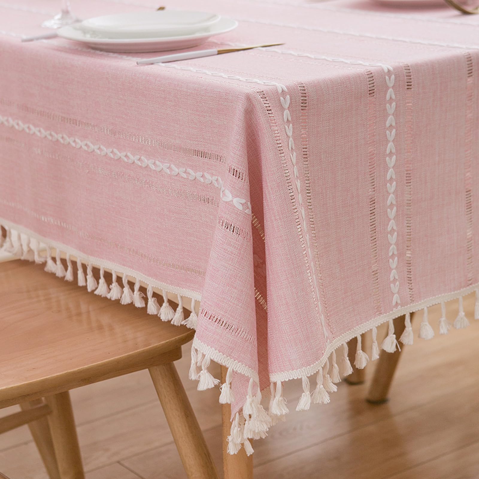 Tischdecke Wasserabweisend Lotuseffekt Tischtuch Bettwäsche aus Baumwolle Fleckschutz Pflegeleicht Abwaschbar Schmutzabweisend Rosa C 240 × 240cm