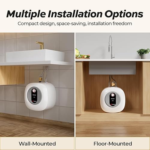 Miniatura 7 de Calentador de agua eléctrico con mini tanque, 4.0 galones, punto de uso, calentador de agua caliente instantáneo de 120 V 1440 W, debajo del