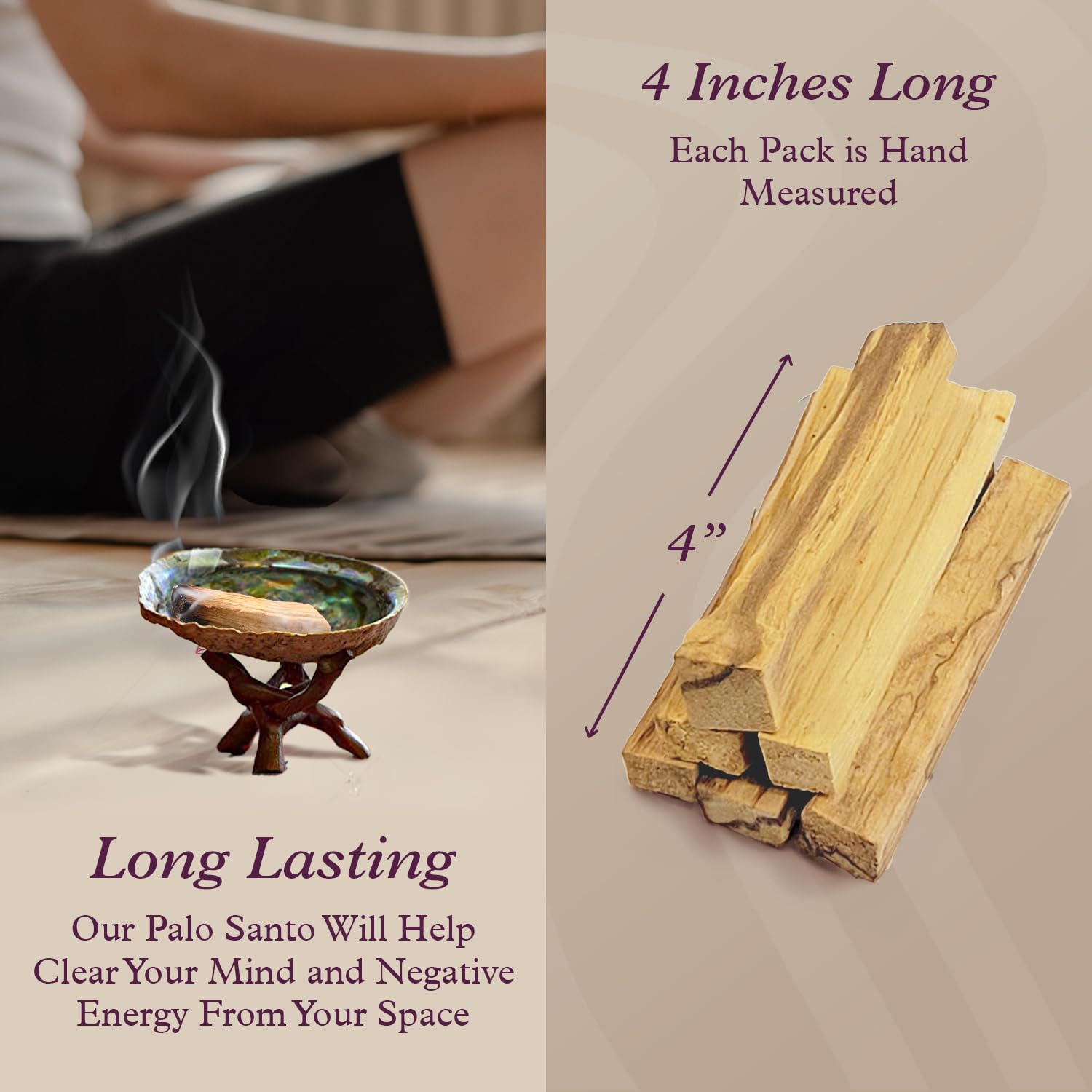 Purple Canyon Palo Santo Räucherstäbchen, 6 Stück, Chakra-Meditation, spirituelle Energie, Energie-Reinigung, Stressabbau, Räucherstäbchen