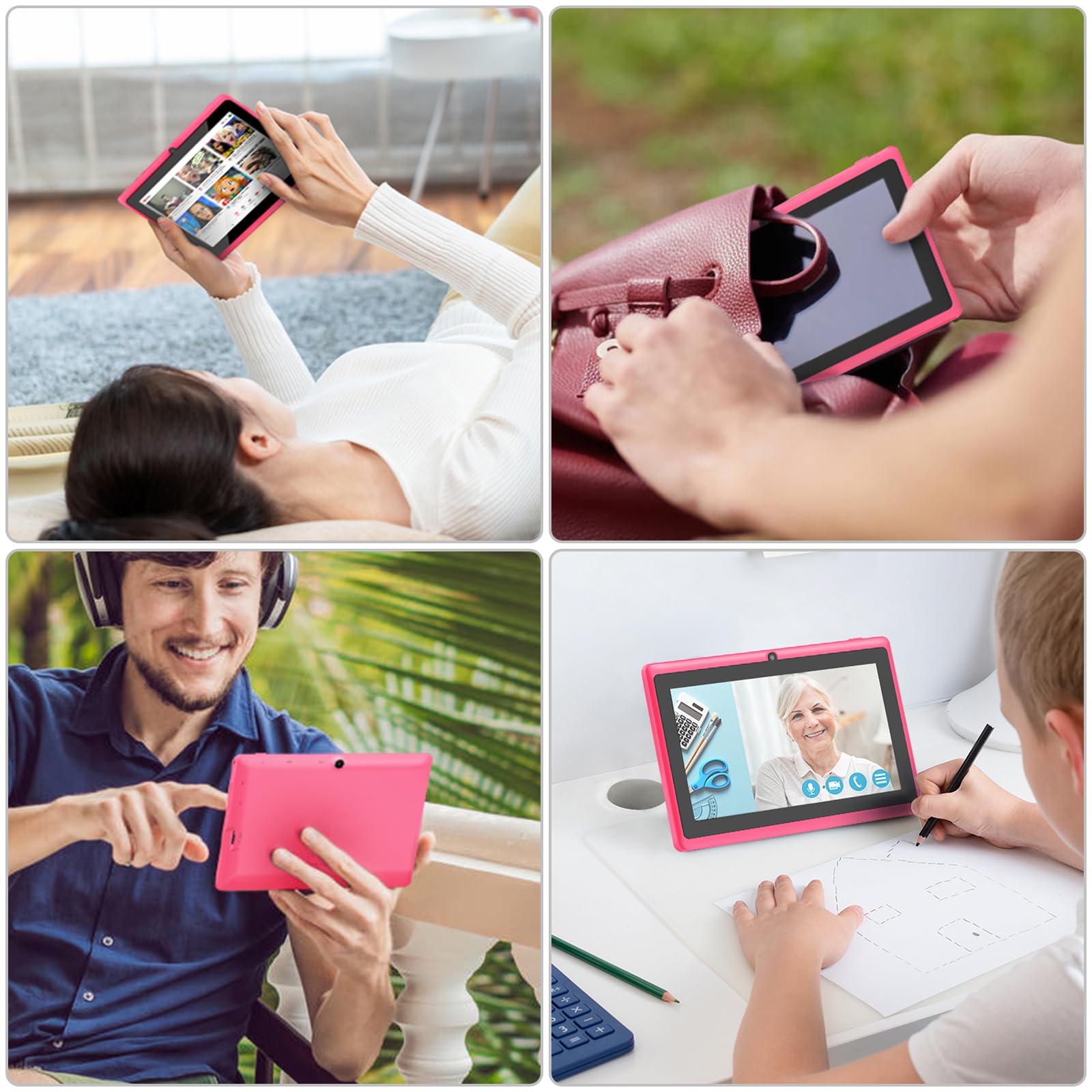 Tablet 7 Pollici Android, Doppia Fotocamera, WiFi, Bluetooth, Azzurro