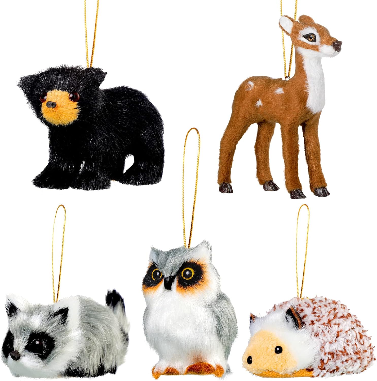 Skylety 5 Pieces Plush Animal Christmas Ornament Woodland