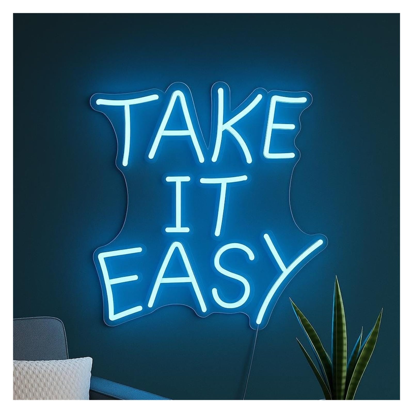 SHOUXI Sign Lamp Take It Easy Neon Sign, Suitable for Room, Office, Lounge Wall Decor with Dimmable 38cm