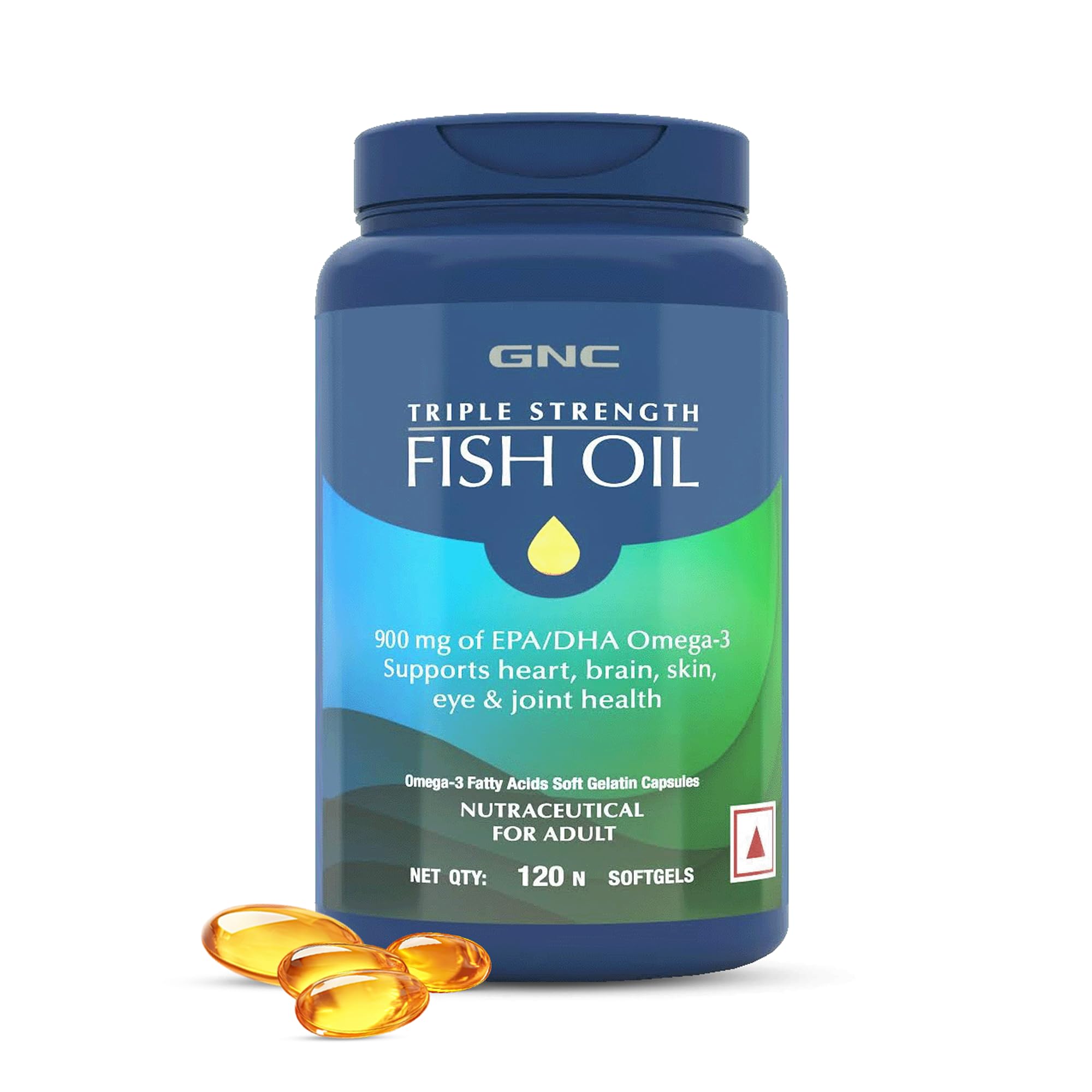 GNCTriple Strength Fish Oil 1500mg Omega-3 with 900mg EPA & DHA | 120 Softgels | For Heart, Healthy Cholesterol, Joint Comfort, Focus & Vision | Enteric-Coated for No Fishy Aftertaste |USA Formulated