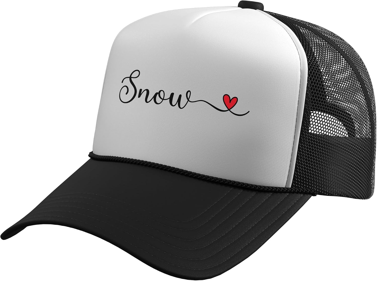 Cute Snow Typography with a Heart Trucker Hat with Adjustable Mesh Back