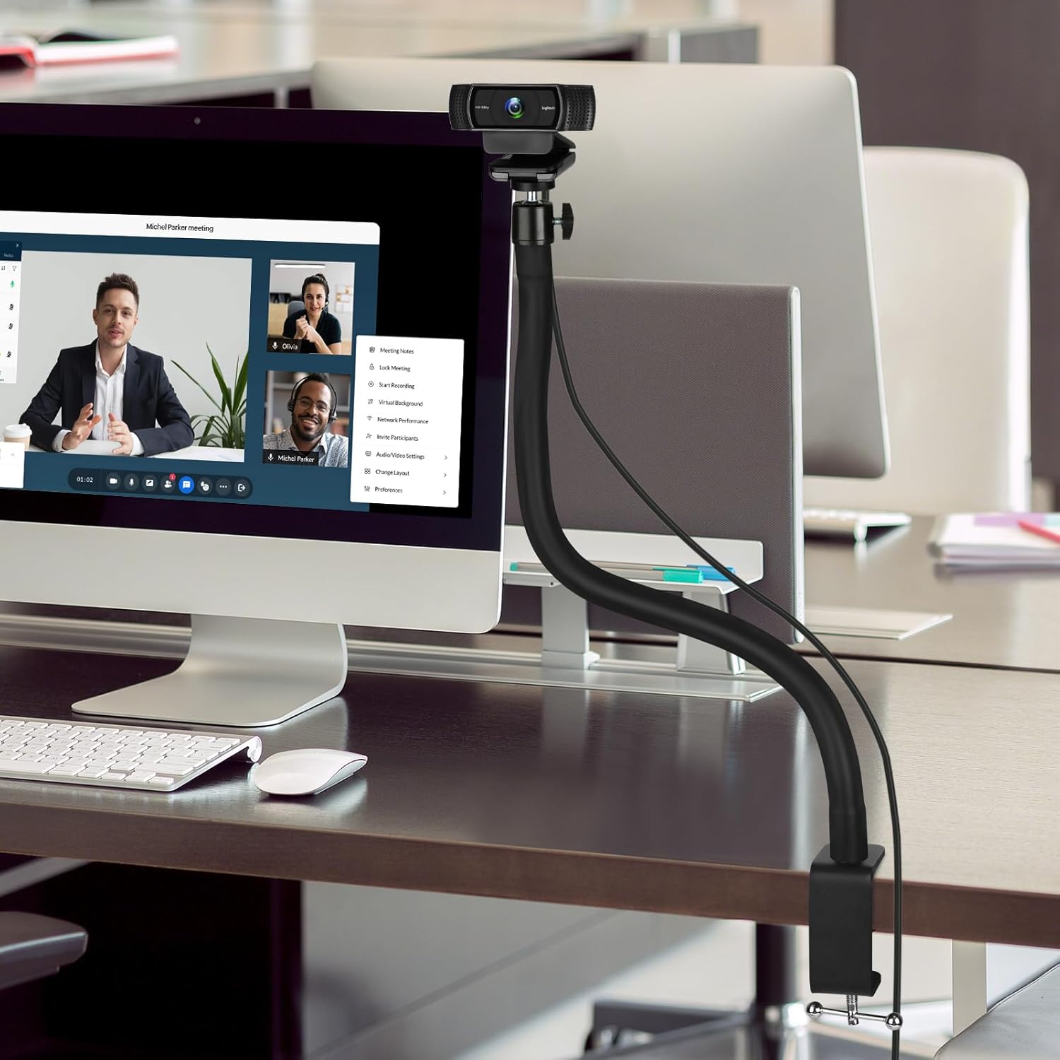 Webcam Stand for Desk,Camera Stand Desk Webcam Mount Clamp Clip,50cm Gooseneck Arm for Logitech Webcam C920/C920S/C920x/C922/C922x/C925e/C930/C930e/C615/C960/BRIO 4K/NexiGo N60/iPhone/Ring Light - Image 5