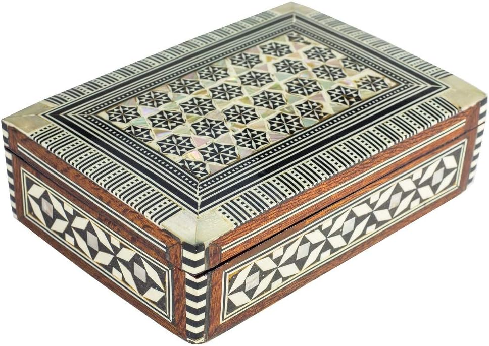 Arts of Egypt- Elegant Egyptian Inlaid Mother of Pearl Jewelry Collectibles Gift Trinket Box 5 3/8"x 3 3/4"x 1 1/2"H