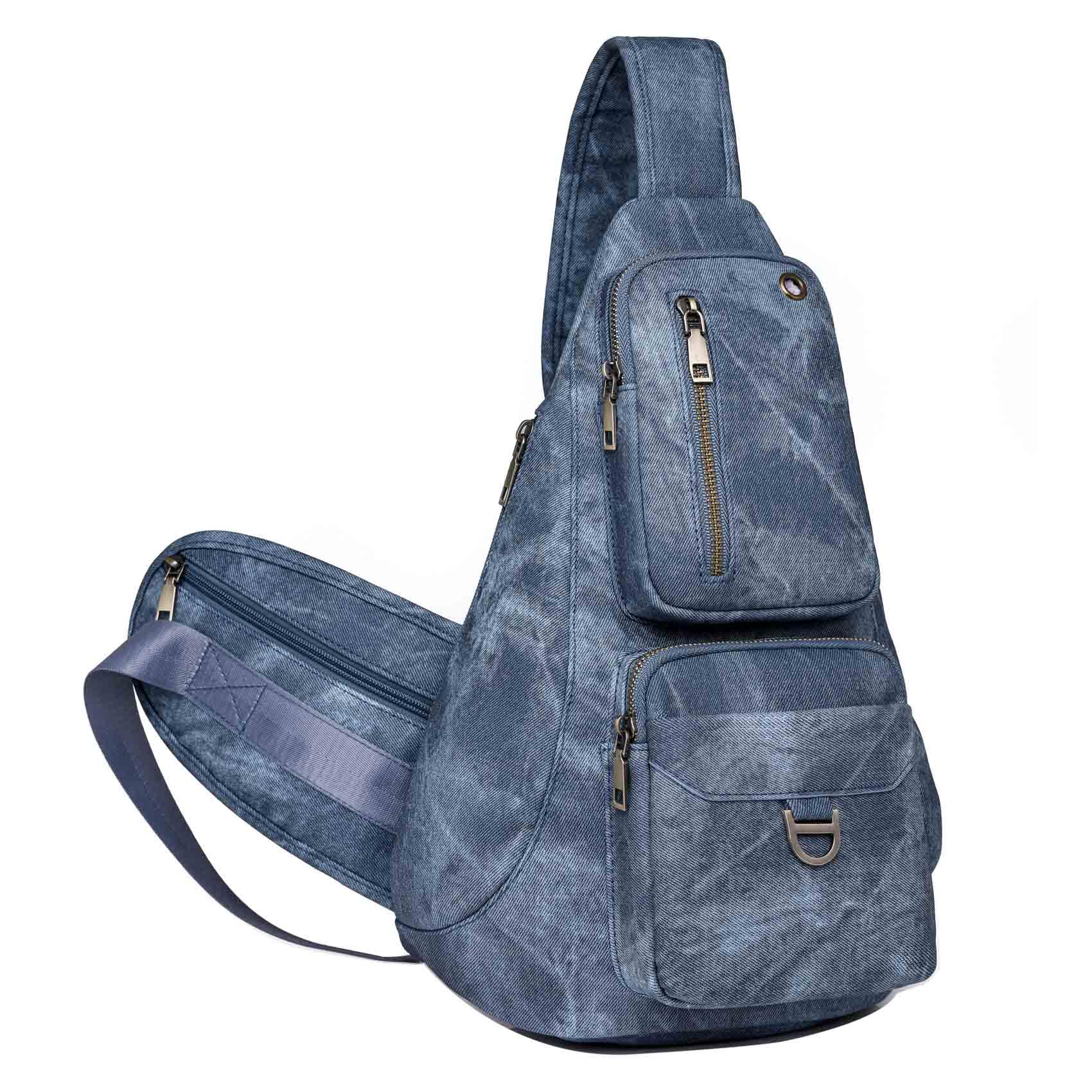 - Large Capacity Crossbody Sling Backpack Chest Shoulder Fanny Pack Daypack for Men and Women Vintage Genuine Leather Style