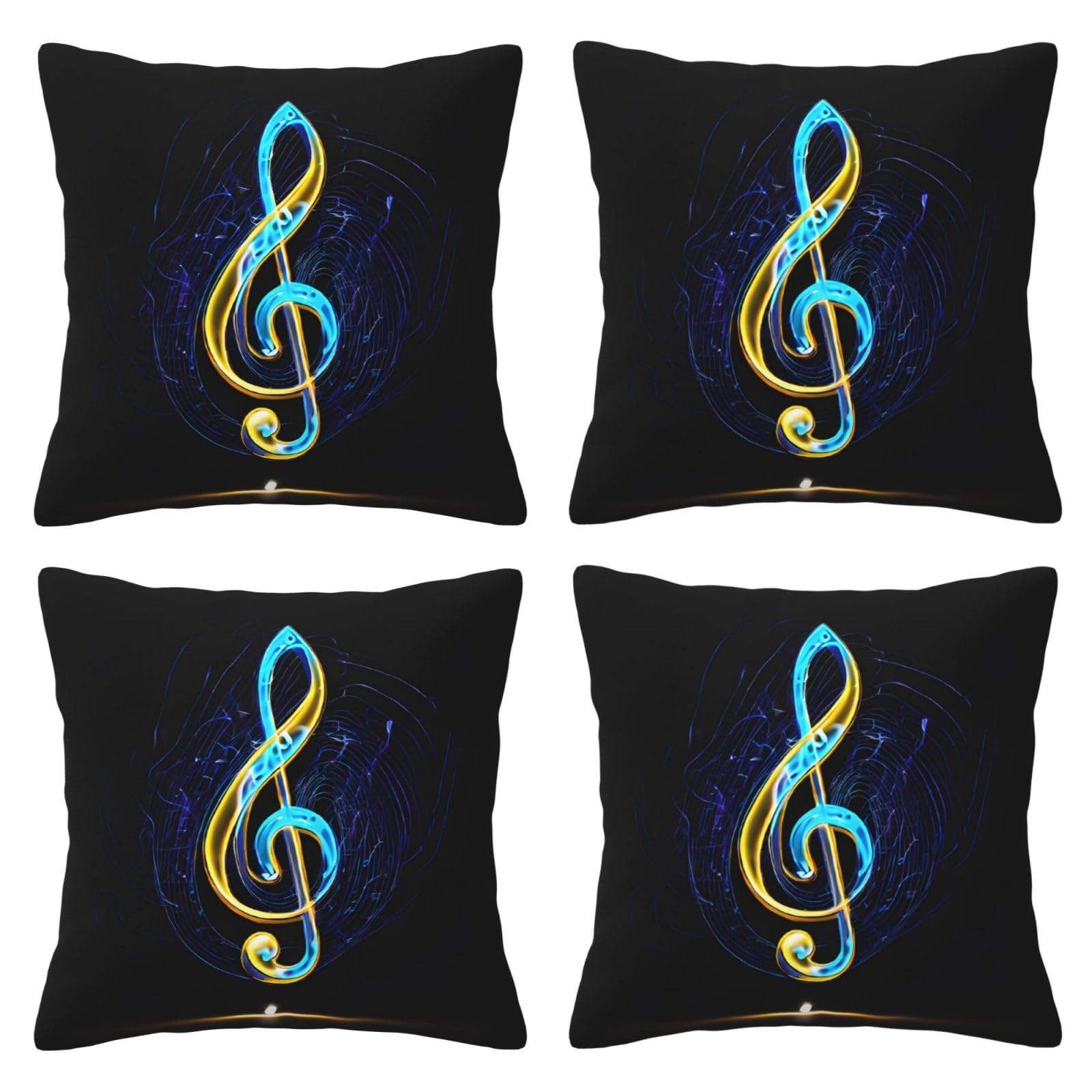 Housse de coussin musique colorée lot de 4 carrées pour salon