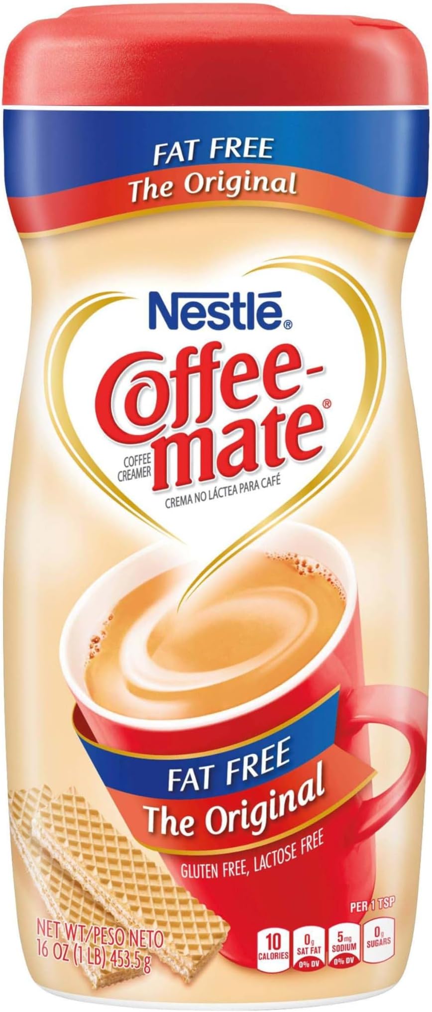 Coffee Mate 30622 The Original Fat Free 16 oz. Coffee Creamer (Pack of 2); Stir in the Rich, Indulgent Taste Anytime for a Classic Cup That's Non-dairy, Lactose-Free, Cholesterol-Free & Gluten-Free