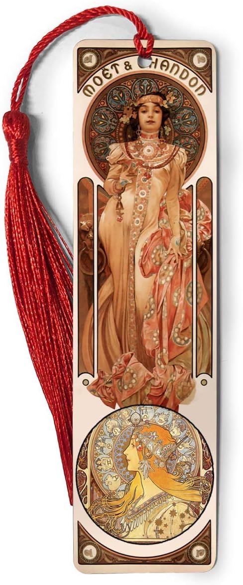 Bookmarks Metal Ruler Alphonse Bookography Mucha Measure Tassels Bookworm for Book Markers Lovers Reading Notebook Bookmark Bibliophile Gift