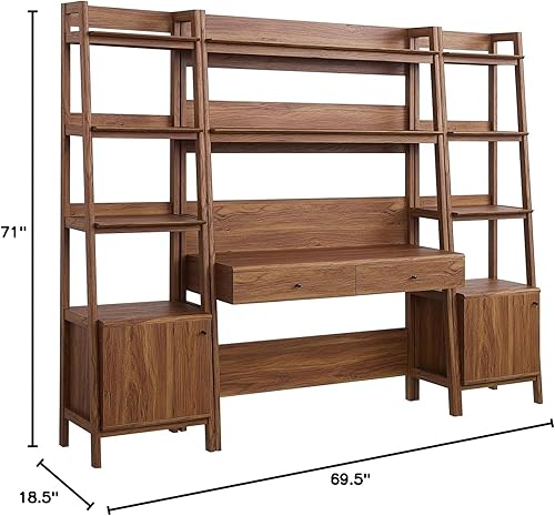 Miniatura 9 de Modway Escritorio de oficina en casa y estantería de 3 piezas en roble
