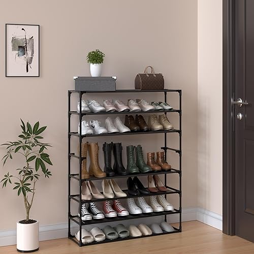 Jerry & Maggie Paquete de 2 zapateros apilables de 8 niveles Simple Trending para garaje, zapatero para entrada, espacio pequeño para estantes de