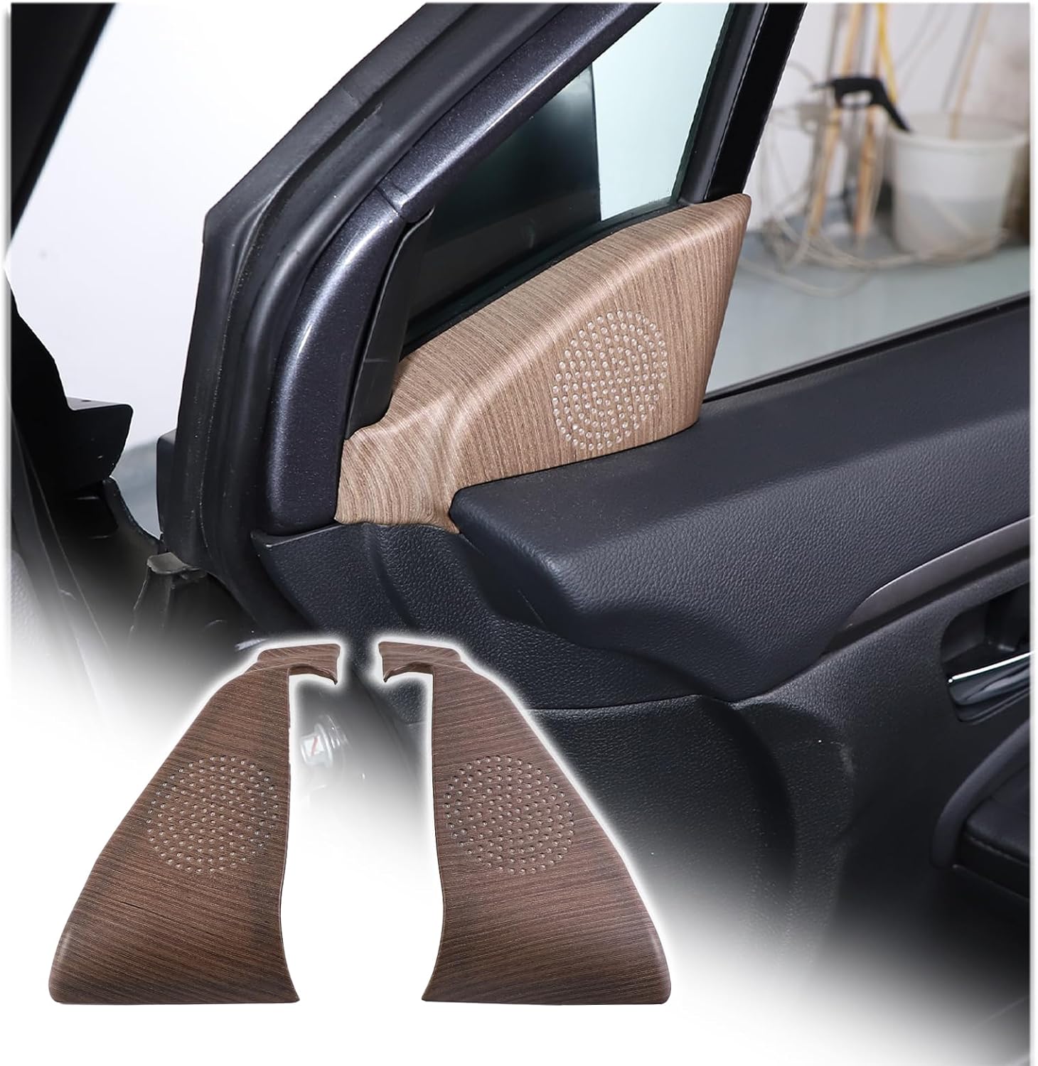 Car A-Pillar Panel Cover Trim A Pillar Inner Door Triangle Imitation Speaker Cover Fit for Honda Pilot 2015-2022 Car Door Triangle Window Pillar Cover ABS Accessories (Carbon Fiber Pattern)