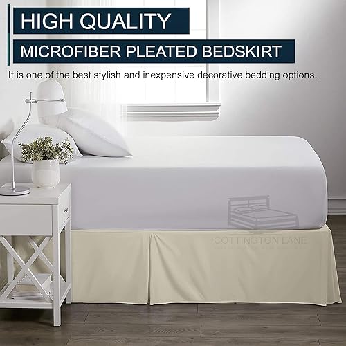 Miniatura 2 de Falda de cama plisada de lujo tamaño Queen de 15 pulgadas, esquinas divididas  Hotel Luxury 1800 ultra suave a medida con volantes  Falda de cama