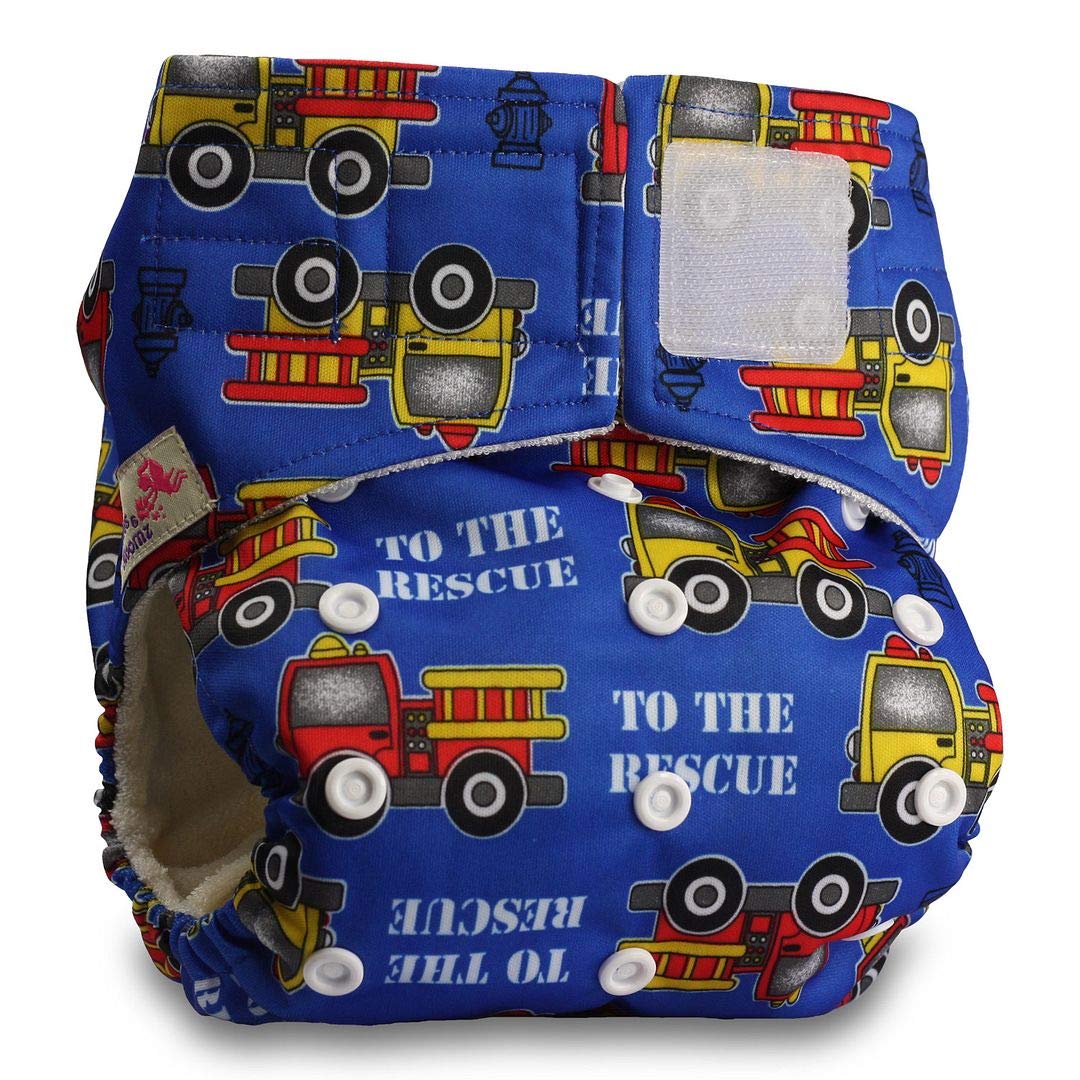 Littles & Bloomz, Baby Cloth Washable Reusable Nappy Pocket Diaper Bamboo, Fastener: Hook-Loop, Pattern 33, with 1 Bamboo Charcoal Insert