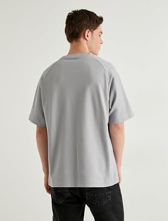 Bicycle Collar T-Shirt with Sewing Detail Low Shoulders