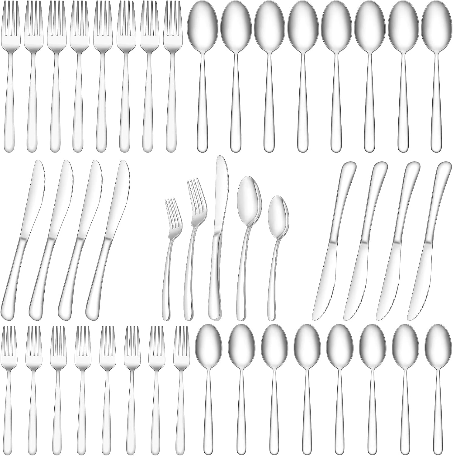 40PCS Stainless Steel Silverware Set Service for 8, Skroam Mirror Polished Flatware Set