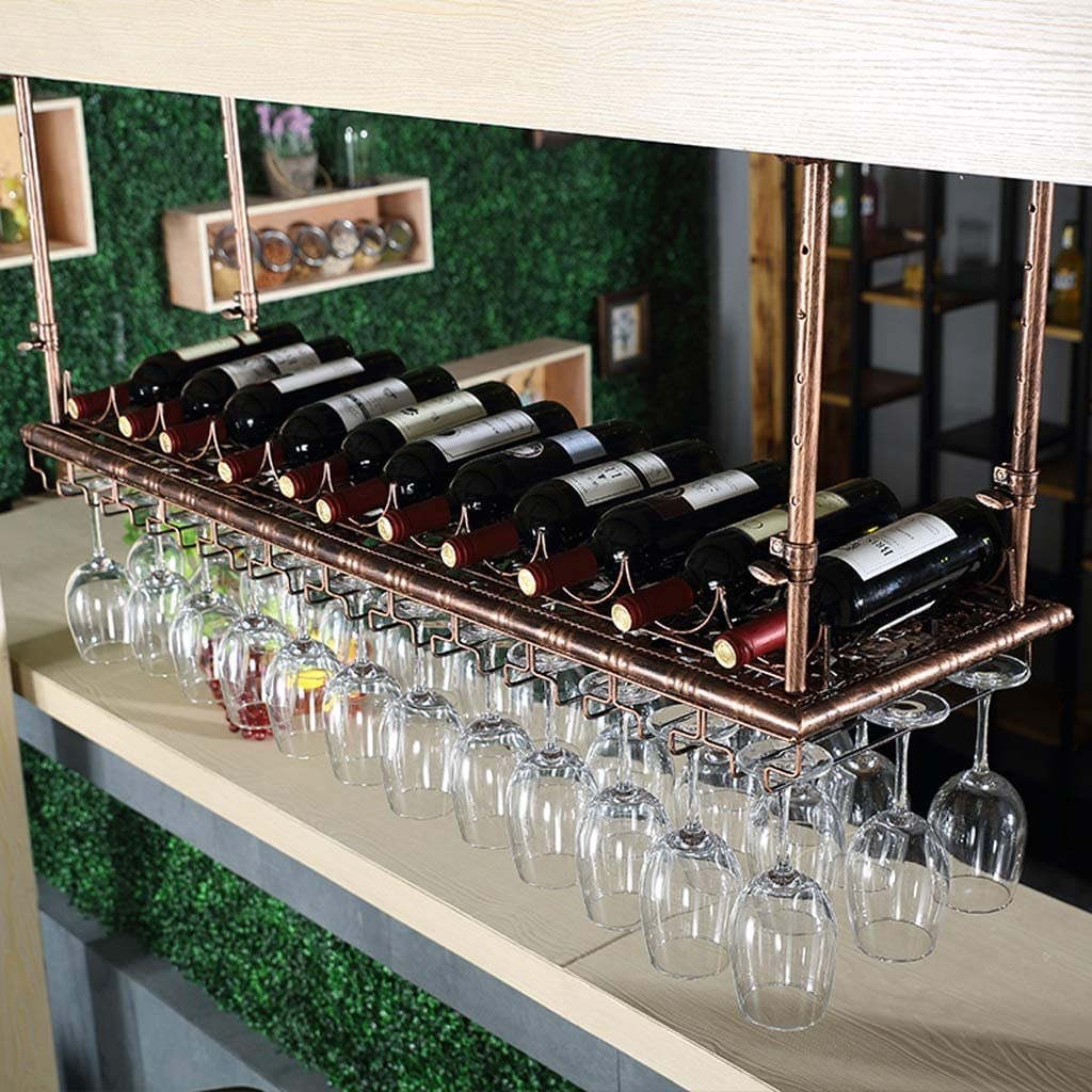 Casier à vin de plafond réglable idéal pour un comptoir de bar vintage