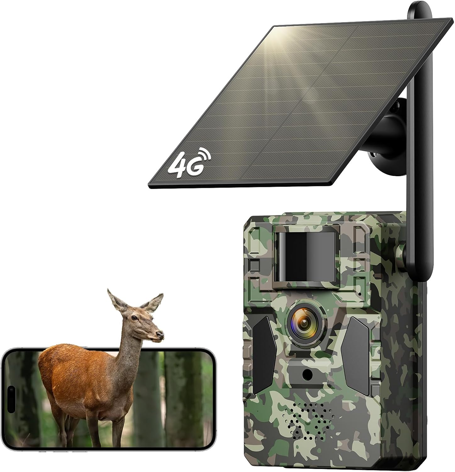 2K Cellular Trail Camera with Built in 4G SIM Card Unlimited Data Plan Game Camera, 0.2s Trigger Speed Trail Cameras with Night Vision Motion Activated Waterproof IP66 Trail Cam