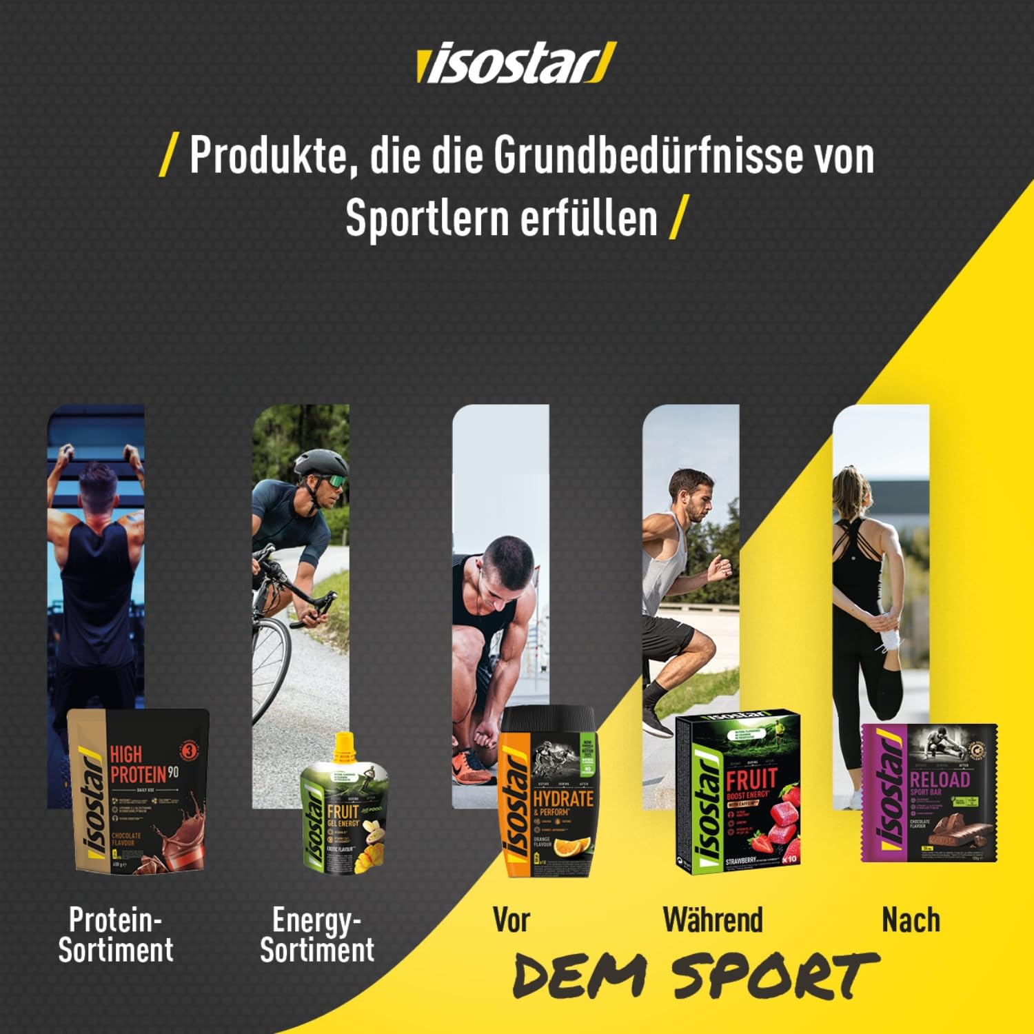 ISOSTAR – Hydrate & Perform Powertabs Zitronengeschmack – Brausetabletten für isotonisches Sportgetränk, mit Kohlenhydraten und Elektrolyten – 6 x 10 Tabletten Packung – 60 Tabletten