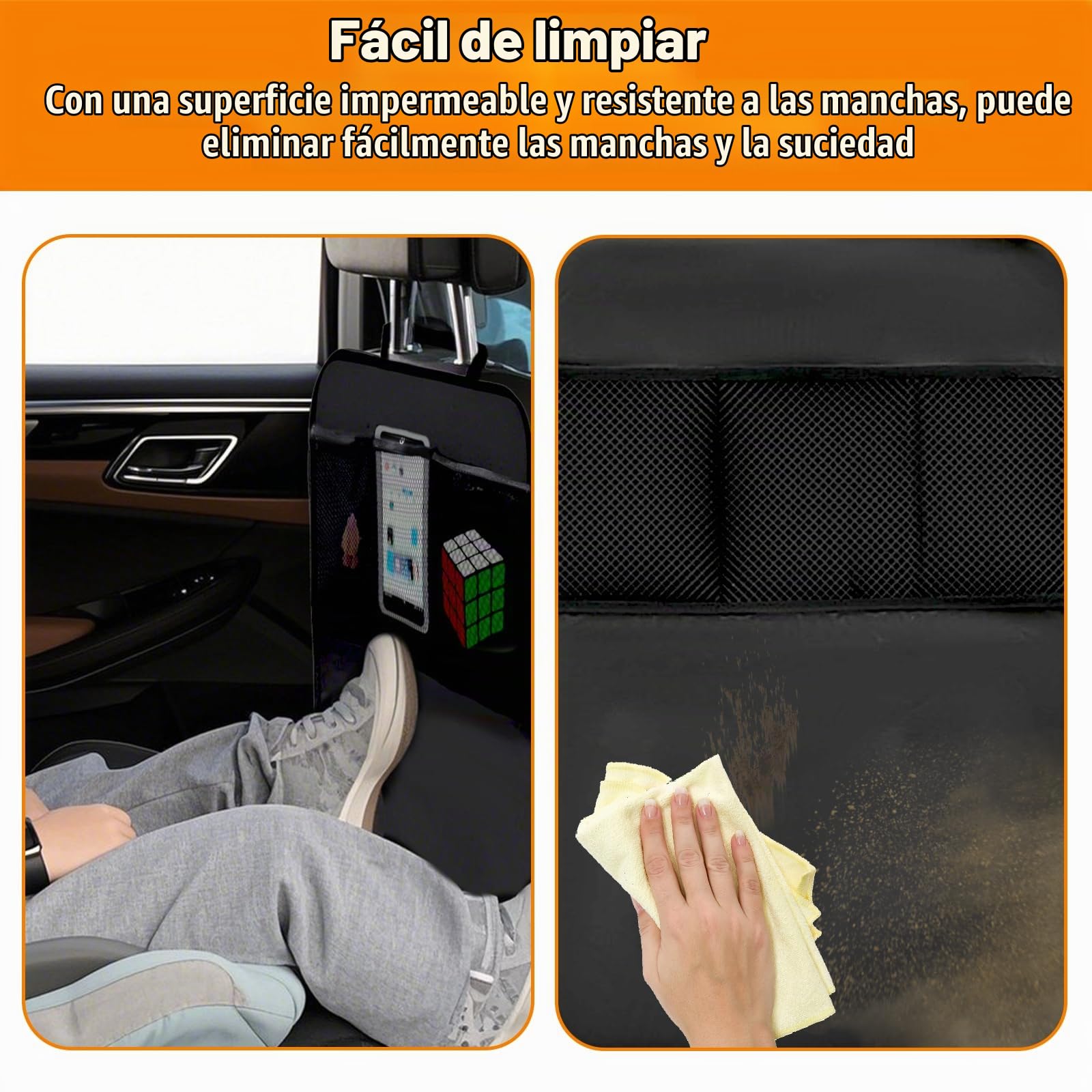 Cubierta Protectora del Asiento del automóvil, 2 Almohadillas antiincrustantes del automóvil, Almohadilla Protectora del Asiento Impermeable para niños, con Bolsa de Almacenamiento (Negro)