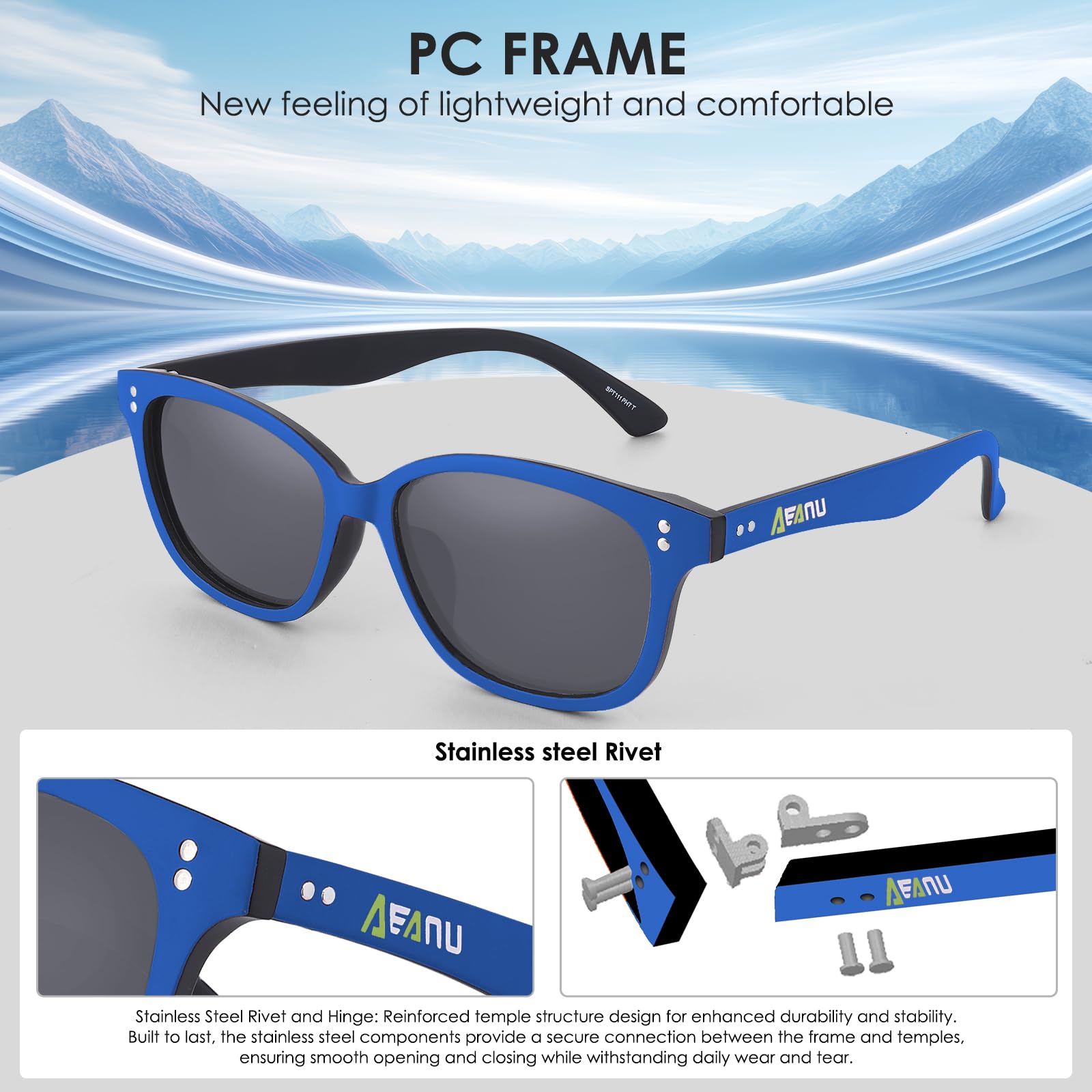 Polarisierte Sonnenbrille für Teenager – UV400 Farbspiegelgläser, matter runder Rahmen, kleine Gesichter – Fahren und im Freien