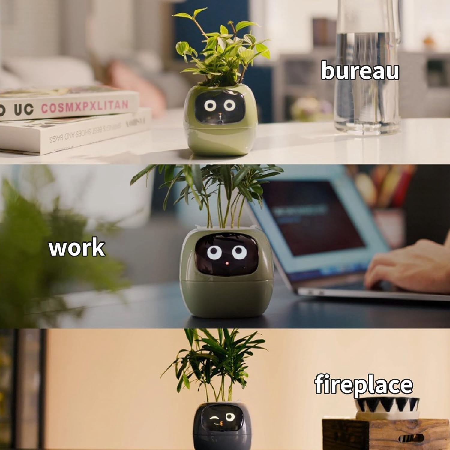 Plantagotchi™ Smart Plant Pot,Smart Flowerpots, Smart Pet Planter Robot Guidance on Plant Care with Emojis (Yellow)