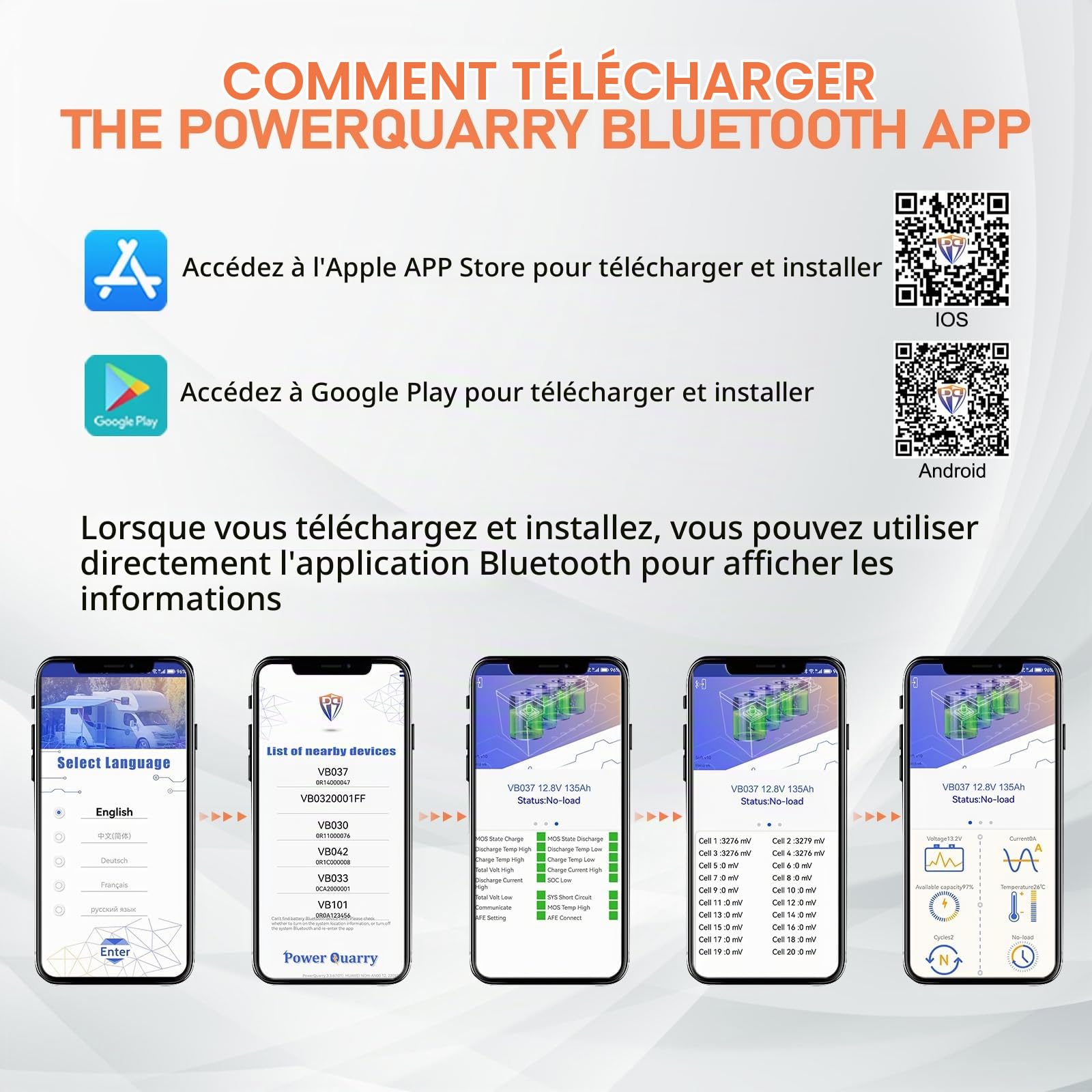 Batterie au lithium LiFePO4 150Ah 12V intégrée 150A,fonction BMS Bluetooth,Max.15000 cycles profonds et 1920W de puissance de sortie,durée de vie de 10 ans,parfait pour camping-car