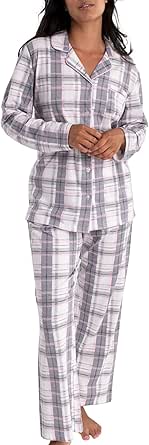 Laura Ashley Women's Pajamas 2 Piece Cotton Blend Notch Collar Button