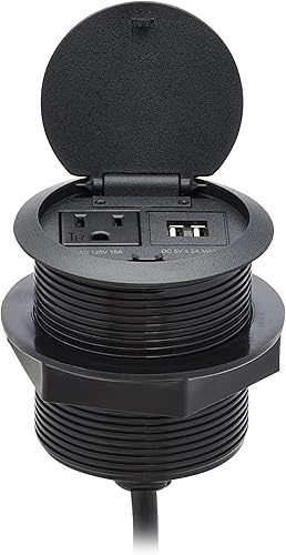 Miniatura 5 de Tripp Lite Safe-IT - Cubierta para cable de escritorio y protección contra sobretensiones, con ojales de alimentación, 1 toma de corriente + 2