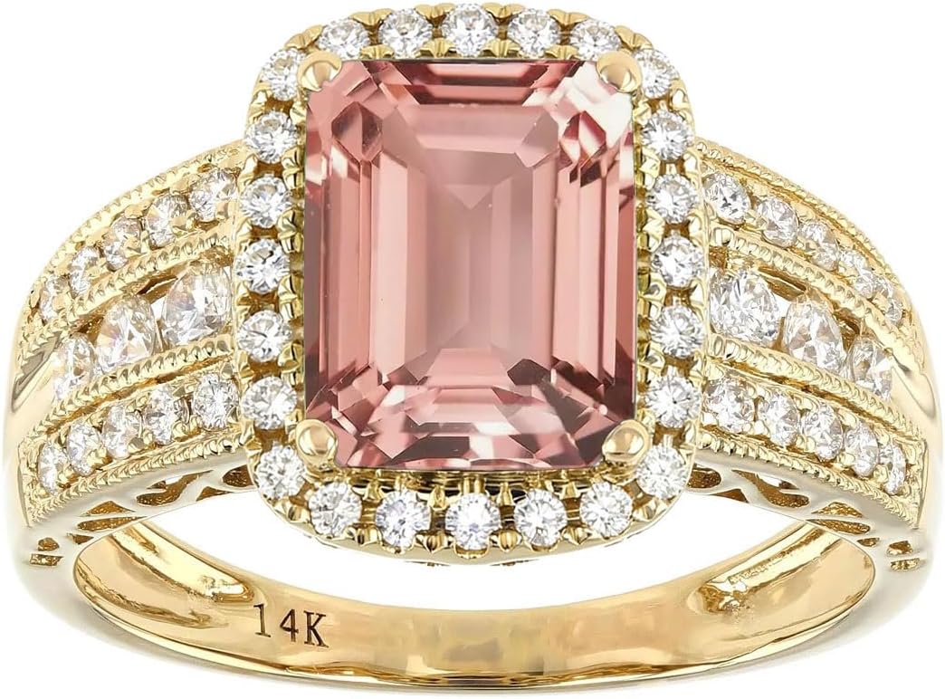 10K 14K 18K Gold 2 Carat Emerald Cut Gemstone Rings for Women with Moissanites/Diamonds Emerald Gemstone Engagement Anniversary Ring Size 3-16