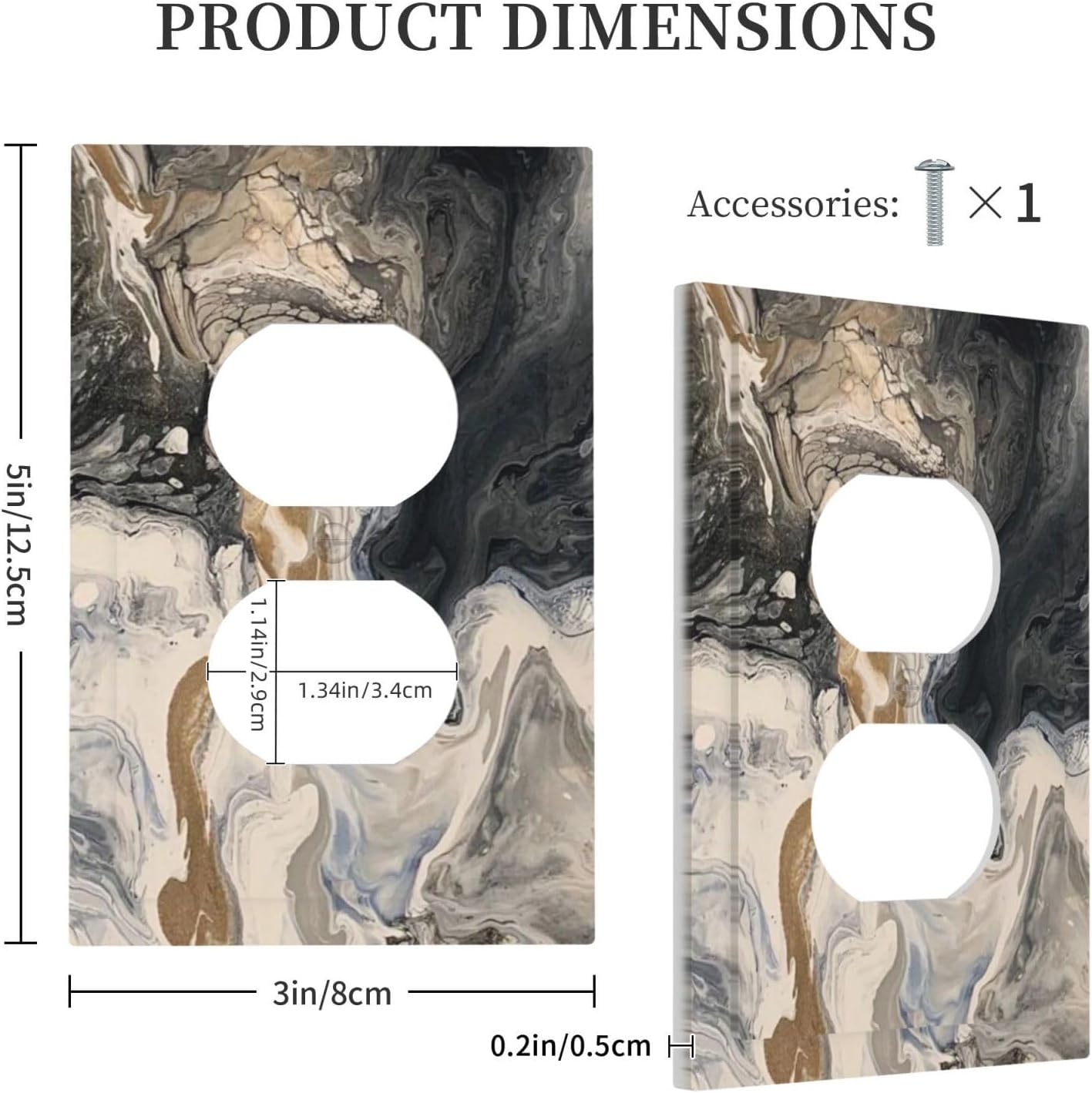 Outlet Covers Black Gold Swirl Fluid Painting Marble 1 Gang Duplex Light Switch Cover Decorative Switch Plates Electrical Receptacle Faceplate Wall Plate For Bathroom Kitchen Decor