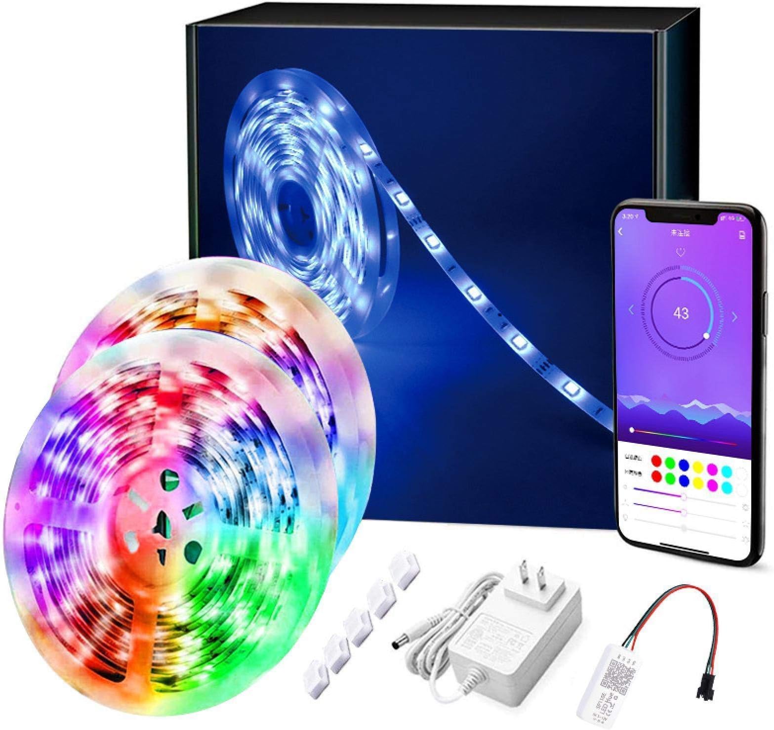 LED Light Strip, 5-10M 5050RGB Bluetooth Symphony Music Light Strip Kit No Pressure Drop Light Strip Music Control Voice Control 5M TIKISMILE (Color : 5m)