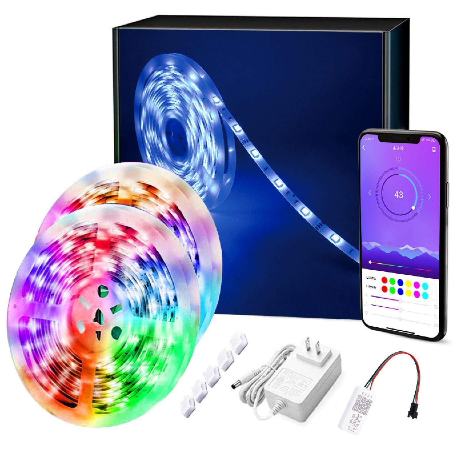 LED Light Strip, 5-10M 5050RGB Bluetooth Symphony Music Light Strip Kit No Pressure Drop Light Strip Music Control Voice Control 5M TIKISMILE (Color : 5m)