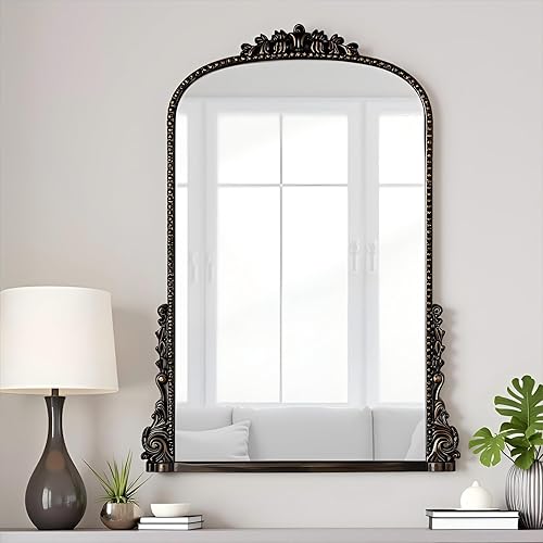 SHYFOY Espejo de pared antiguo, espejos vintage para decoración de pared, espejo decorativo barroco para sala de estar, entrada, tocador, espejo