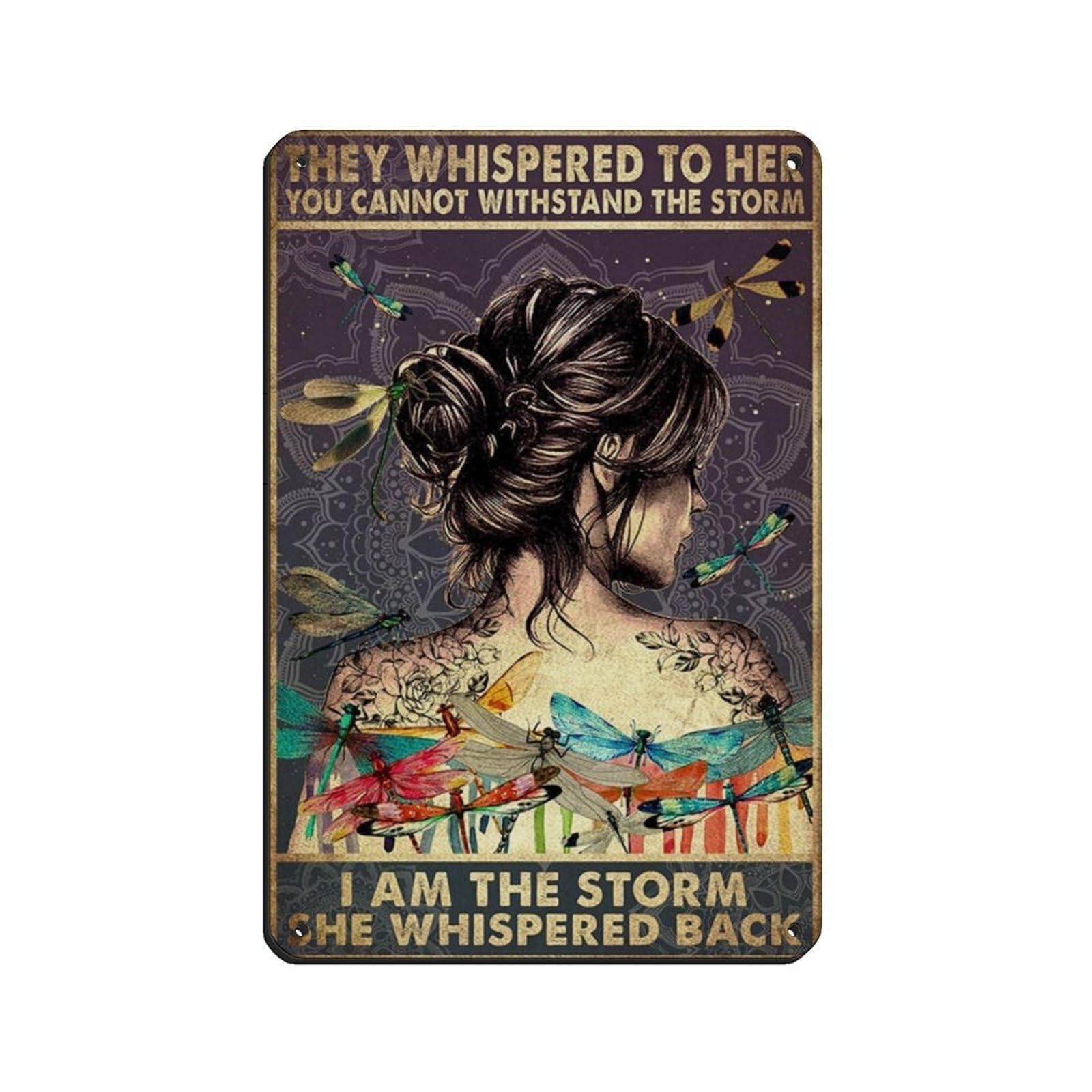 I Am The Storm Dragonfly Mandala Tin Sign Vintage Metal Pub Club Cafe Bar Home Wall Art Decoration Poster Retro 8x12inch(20x30cm)