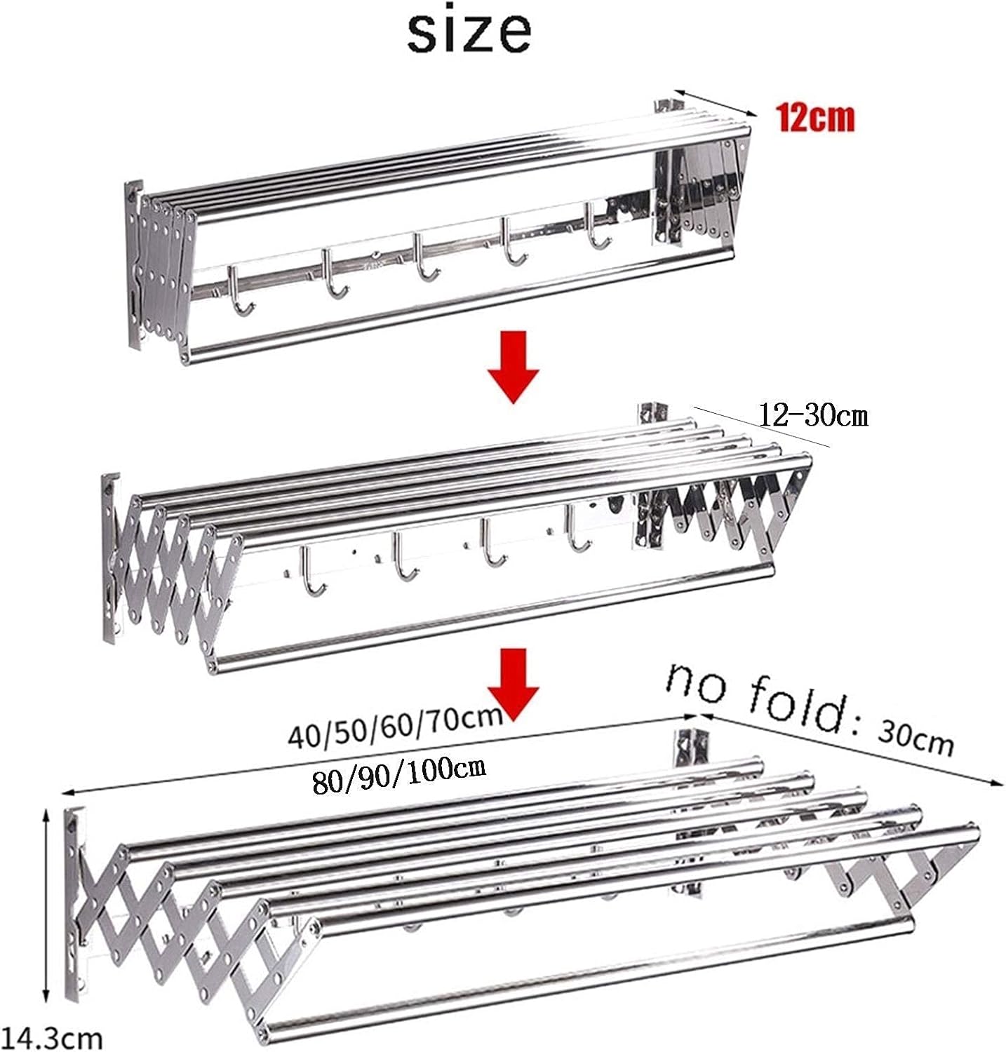 Clothes Airer Wall Mounted Folding Clothes Drying Rack,Dry Laundry and Hang Clothes,Towel Rack Accordion Expandable Towels Drying Rack