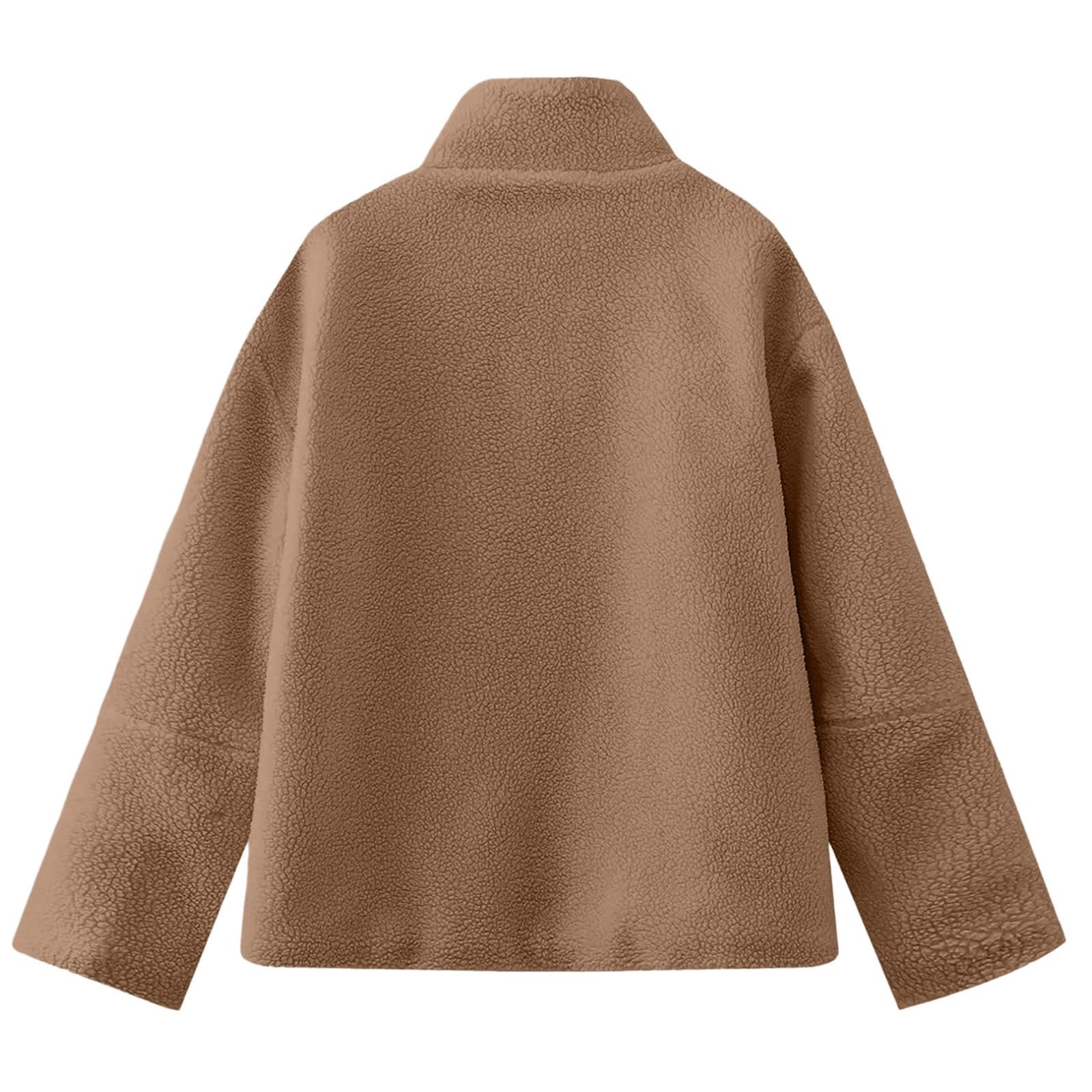 Teddyjacke Kinder Mädchen Winterjacke Zwei Wege Reißverschluss Teddy Fleecejacke Einfarbig Full Zip Stehkragen Wintermantel Dick Outdoor Warme Wolljacke mit Taschen Flauschig Plüschjacke Fleecemantel