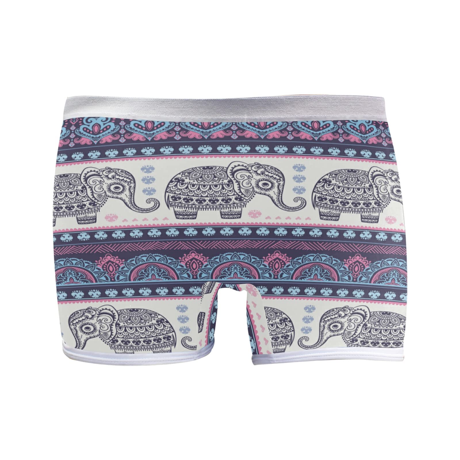 Linomo Women's Boxer Briefs Panties Ethnic Mandala Elephant Underwear Boyshort Boxers Shorts for Women Girls Multicolor