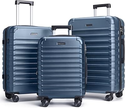 LIGHT FLIGHT Luggage Sets, 3 Piece Durable Suitcase Set with Spinner Wheels, 3 Pcs Hard Shell Lightweight Luggage with TSA Lock, Large Checked Travel Suitcases, 20/24/28 Inch, Royal Blue