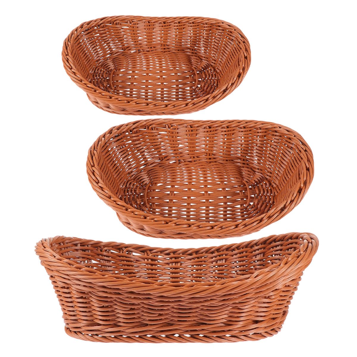 Cesta para pan y aperitivos que ahorra espacio set de 3 cestas tejidas ovaladas apilables