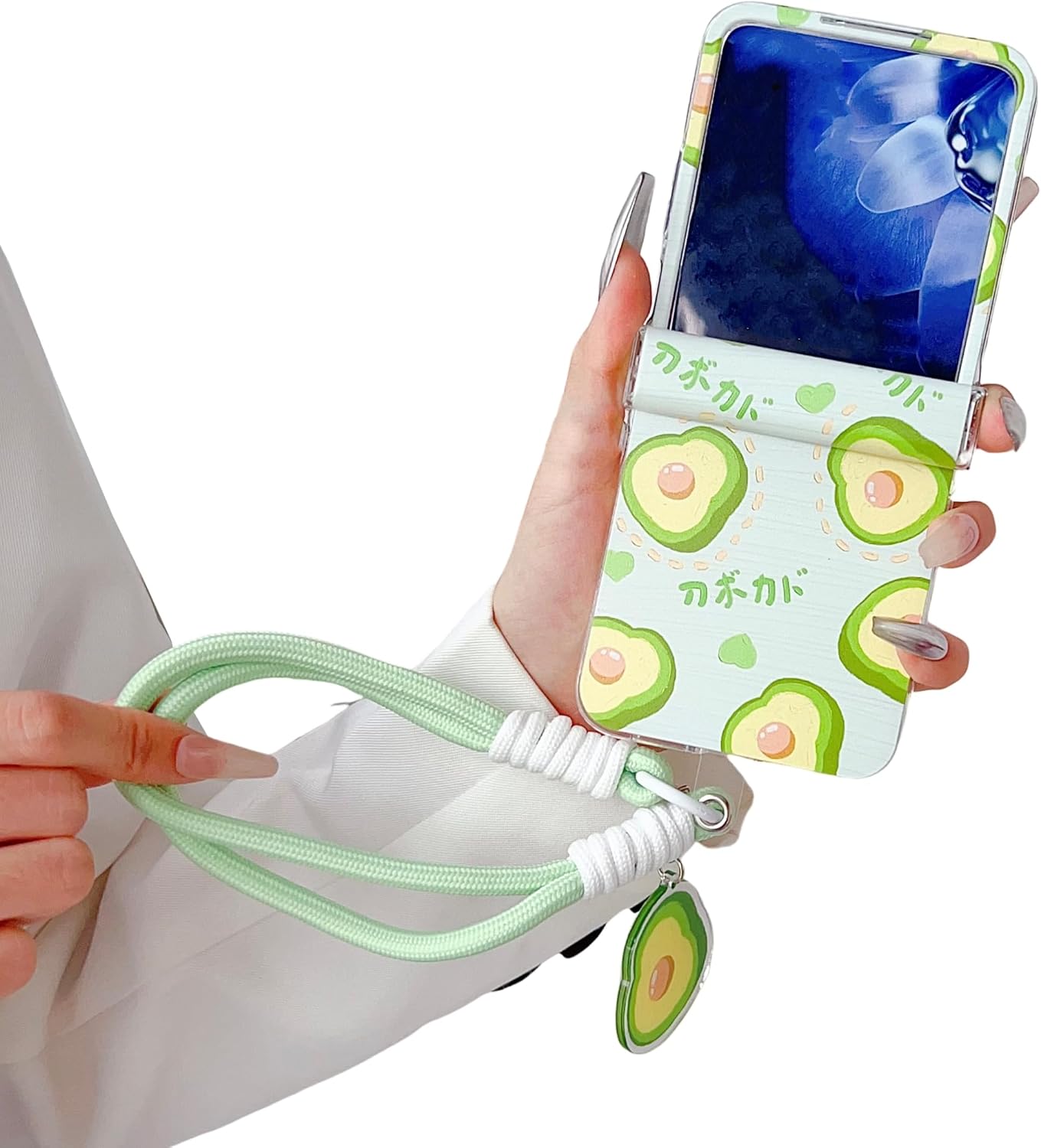SKPY Cute Case Compatible with Motorola Razr 2025/2026 with Lanyard Avocado