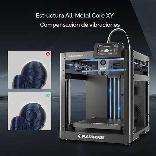 Miniatura 8 de FLASHFORGE Impresora 3D Adventurer 5M con nivelación totalmente automática, impresión de alta velocidad máxima de 23.622 ins, extrusora directa de